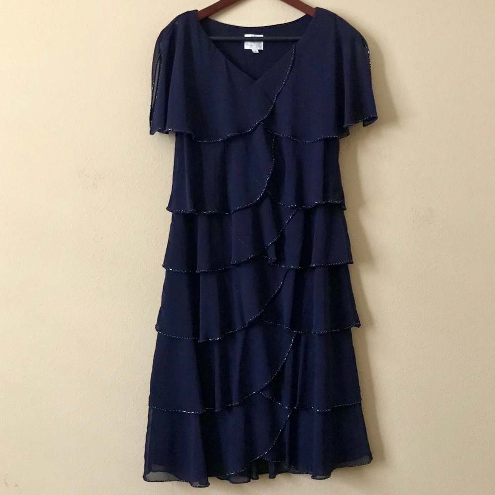 PATRA Beaded Navy Blue Midi Dress